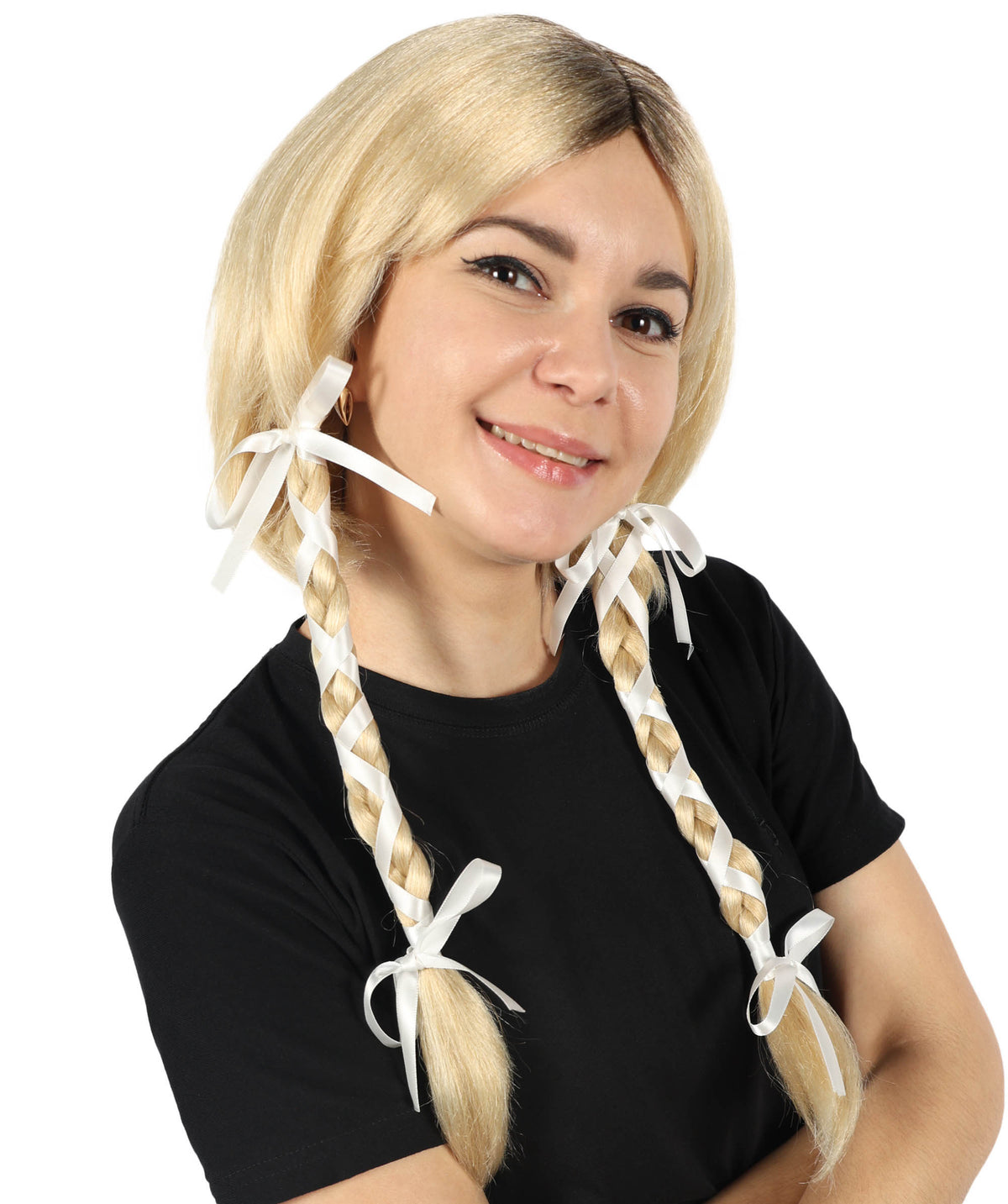 HPO Women's Sabrina Carpenter-Inspired Braids Blonde Wigs and Halloween Themed Parties, Long Synthetic Hair with Adjustable Cap for Comfort  Style