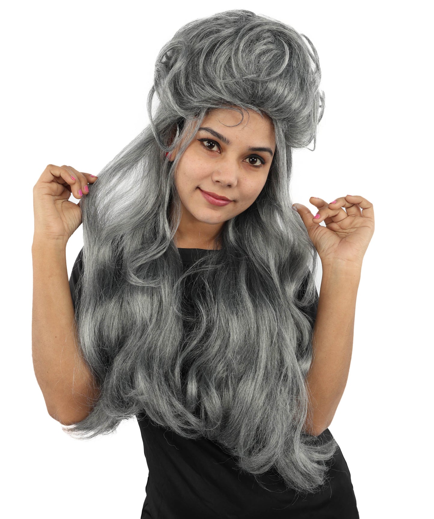 HPO Extra Long Messy Dark Grey Zombie-Style Wig | Distressed Hairpiece for Halloween, Cosplay, Themed Parties, Stage Performances & Haunted Roleplay
