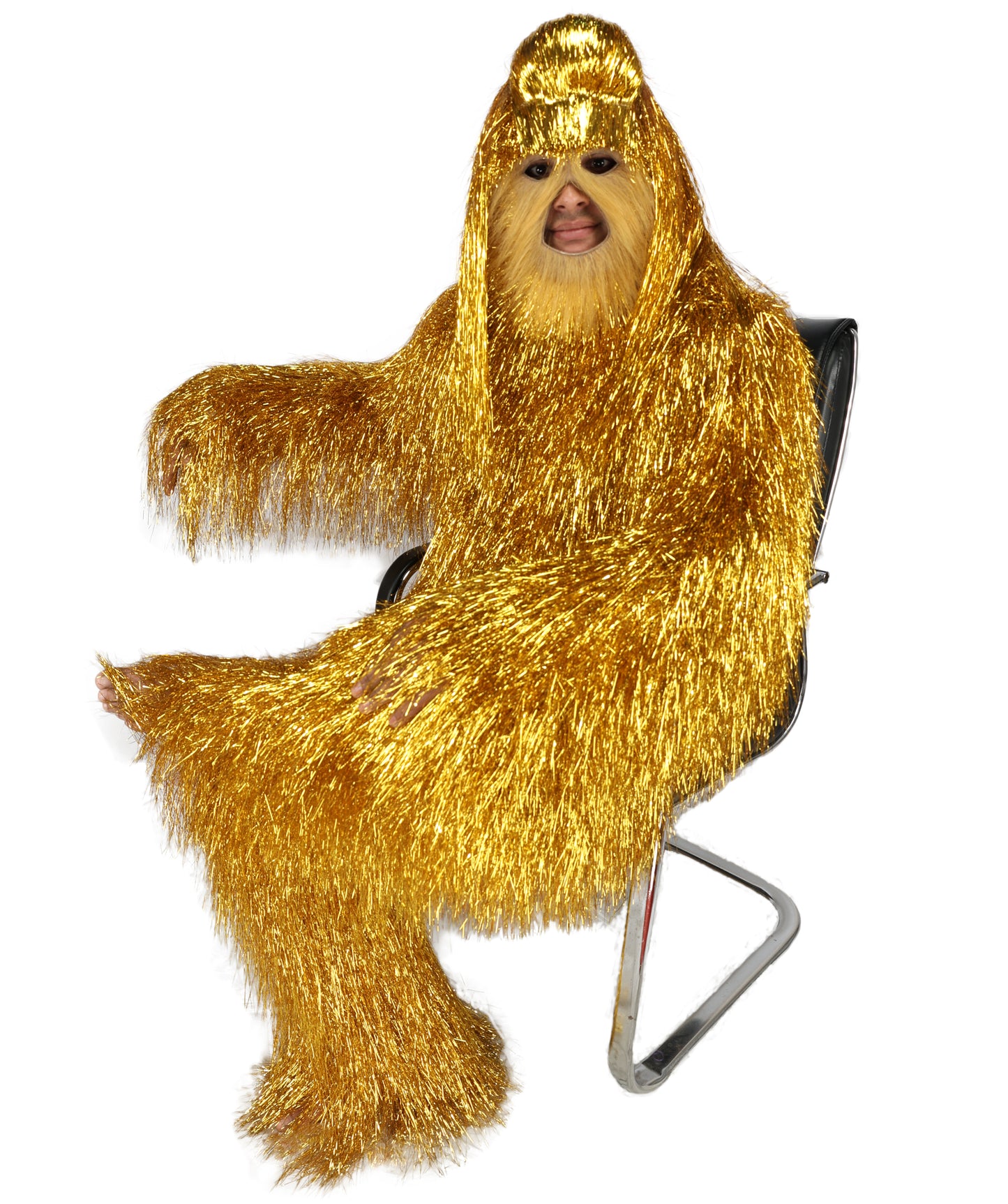 HPO UnisexTinsel Hairy Costume, Bundle & Mask Set | Full-Body Suit & Matching Mask | Long Hair Funny Costume for Halloween, Performers, Cosplay & Mascots | Multicolor Options