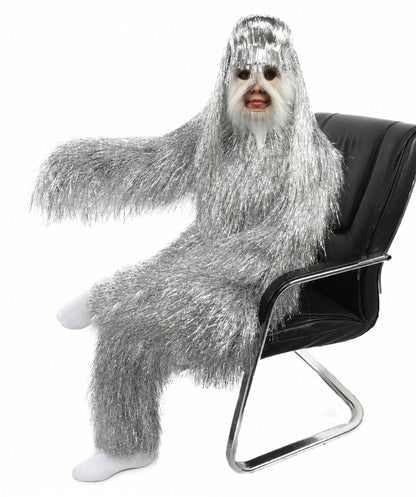 HPO Unisex Teen Extreme Tinsel Hairy Person Costume Bundle & Mask Set - Full-Body Tinsel Hair Suit Extra-Long Costume Wig for Halloween, Cosplay & Parties - Multiple Color Options