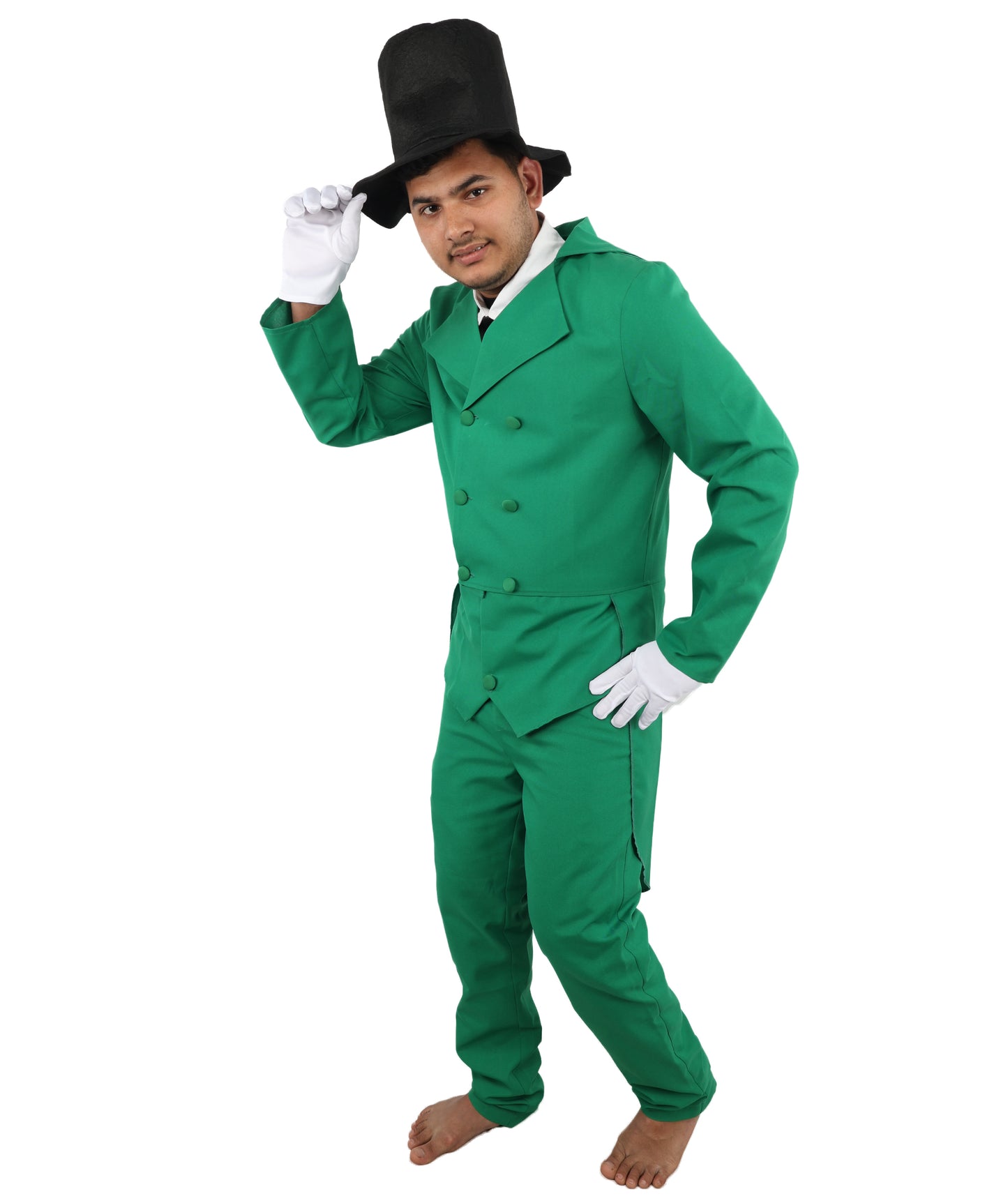 HPO Men's Holiday Gentleman Costume | Structured Poplin Suit Featuring Double Breasted Jacket and Vest | Versatile for Stage Shows, Christmas Parties, and Vintage Events
