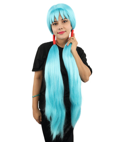 HPO Women's Extra Long Pigtail Wig | Multicolor Options | Floor Length Straight Twin Tails with Bangs, Heat Friendly Synthetic Fiber & Adjustable Cap | Halloween, Fairy Roleplay, Magical Girl Theme, Theater & Carnival