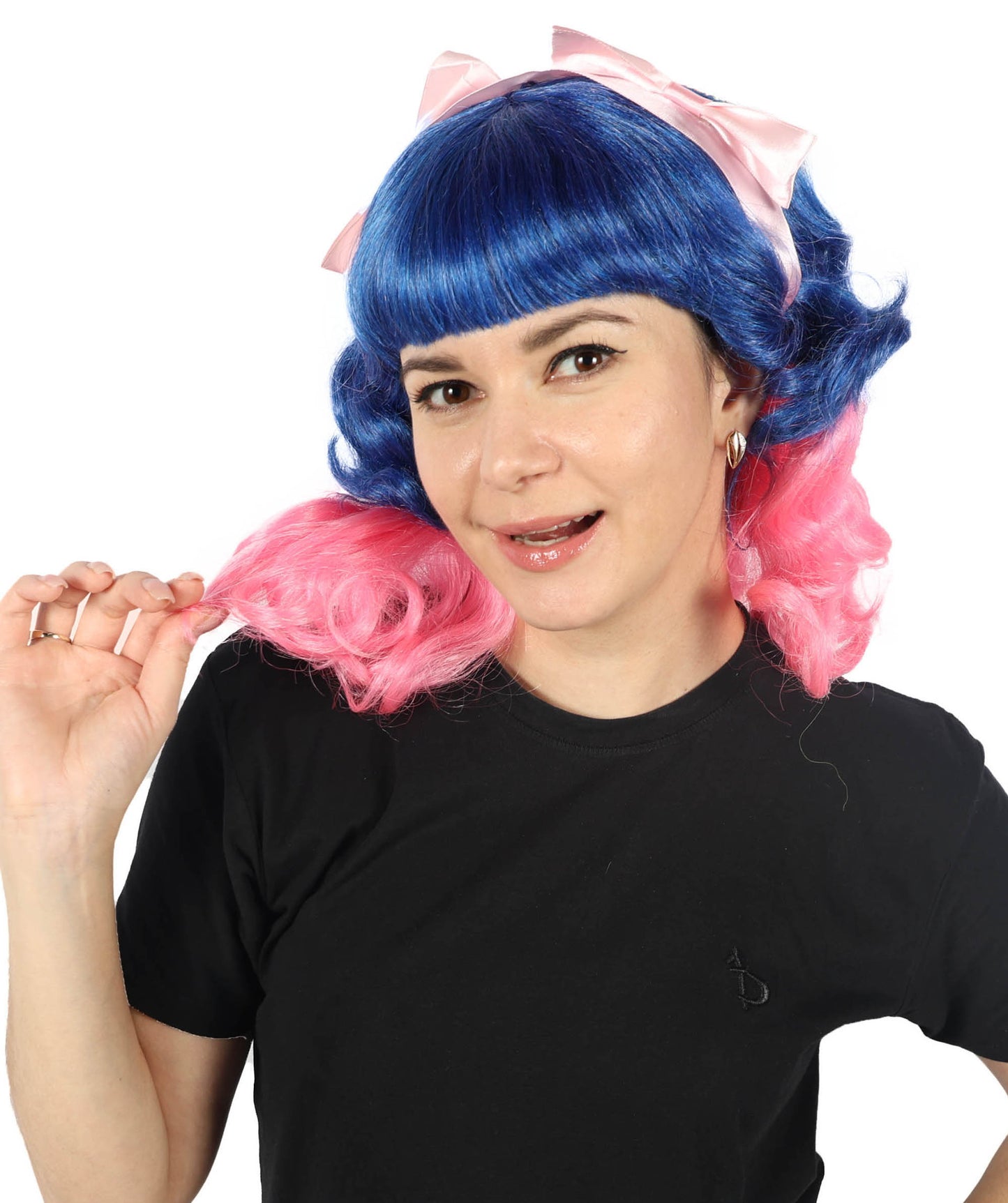 Women's Short Wavy Multicolor Double Bow Celebrity Wig | Halloween Wig | Flame-retardant Synthetic Fiber