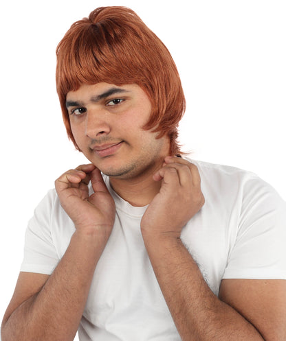 HPO Men's 90s Rocker Layered Wig – Auburn With Strawberry Blonde Mixed Hair with Britpop Inspired Look | Perfect for Cosplay, Themed Parties, and Fan Gatherings