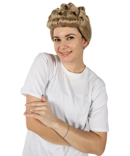 HPO Adult Women's 40s Wavy Blonde Vintage Wig | Halloween and Cosplay Wig | Flame-retardant Synthetic Fiber