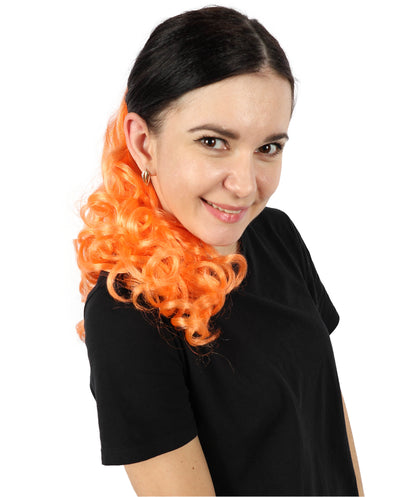 HPO Women’s Vibrant Orange Long Curly Ponytail Hair Extension | Heat-Resistant Synthetic Clip-In Hairpiece | High Volume Wavy Pony for Costume, Cosplay & Halloween