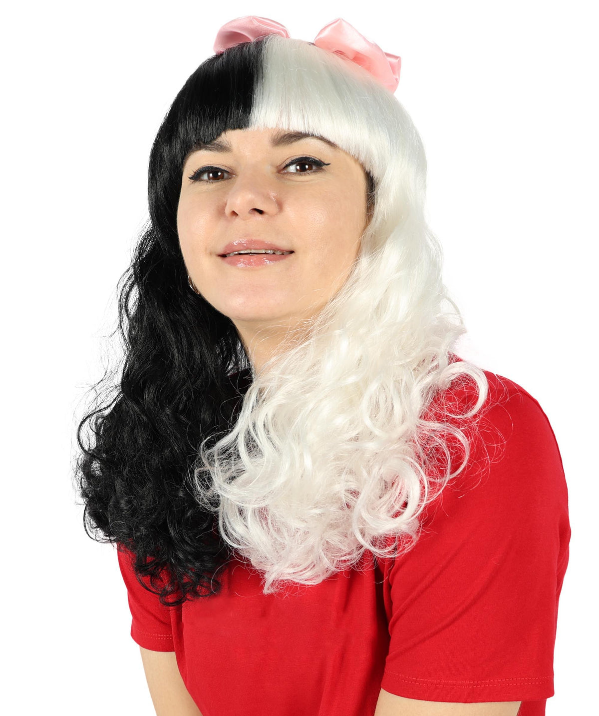 Women's Doll Wig | Pink Bow Purple & Black Wig | Premium Breathable Capless Cap