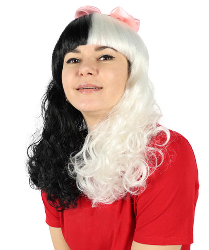Women's Doll Wig | Pink Bow Purple & Black Wig | Premium Breathable Capless Cap
