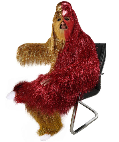 HPO Unisex Tinsel Hairy Two-Part Costume, Bundle & Mask Set | Full-Body Suit & Matching Mask | Long Hair Funny Costume for Halloween, Performers, Cosplay & Mascots
