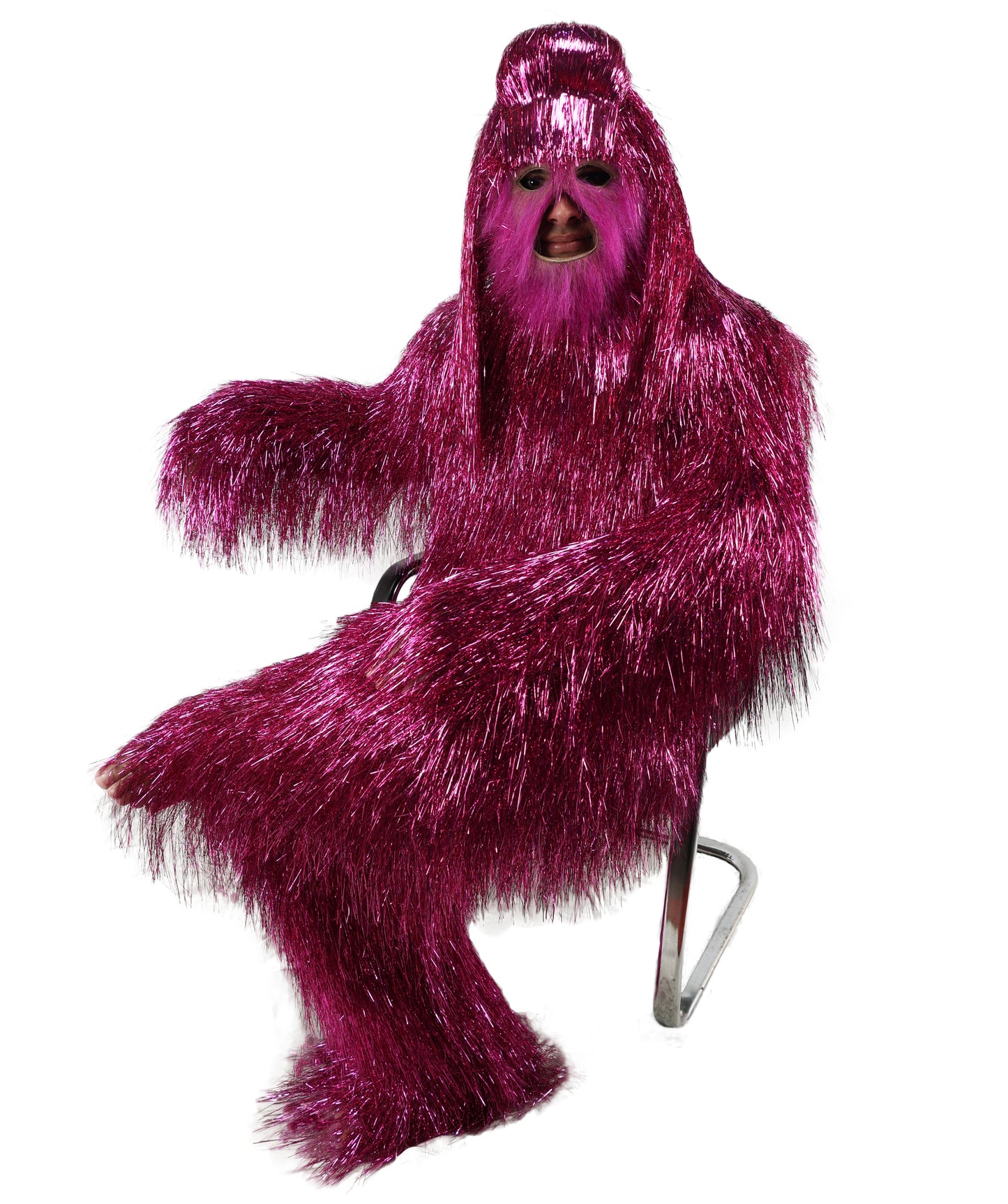HPO UnisexTinsel Hairy Costume, Bundle & Mask Set | Full-Body Suit & Matching Mask | Long Hair Funny Costume for Halloween, Performers, Cosplay & Mascots | Multicolor Options
