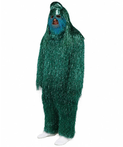HPO UnisexTinsel Hairy Costume, Bundle & Mask Set | Full-Body Suit & Matching Mask | Long Hair Funny Costume for Halloween, Performers, Cosplay & Mascots | Multicolor Options