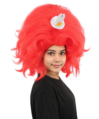 HPO Adult Women's Long Red Bob Wig | Straight Shoulder-Length Black Hair with Blunt Bangs, Included Accessory Set & Breathable Cap | Halloween, Anime Roleplay, Costume Party & Daily Wear