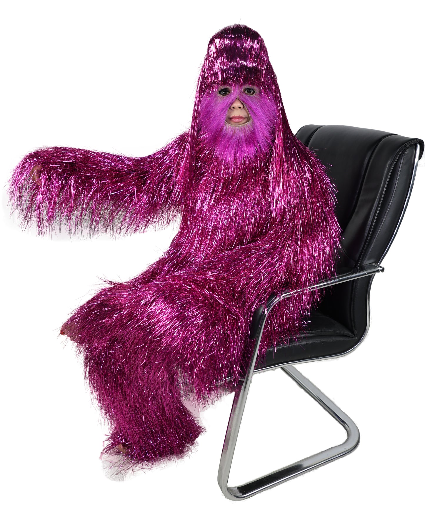 HPO Unisex Teen Extreme Tinsel Hairy Person Costume Bundle & Mask Set - Full-Body Tinsel Hair Suit Extra-Long Costume Wig for Halloween, Cosplay & Parties - Multiple Color Options