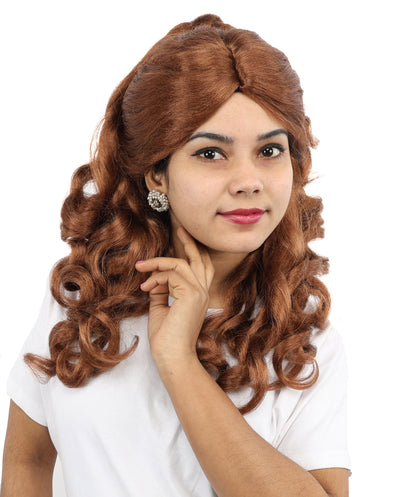 HPO Women's Long 20-Inch Brown Curly Wig | Ideal Cosplay, and Themed Parties | Soft, Natural-Looking, and Easy to Wear
