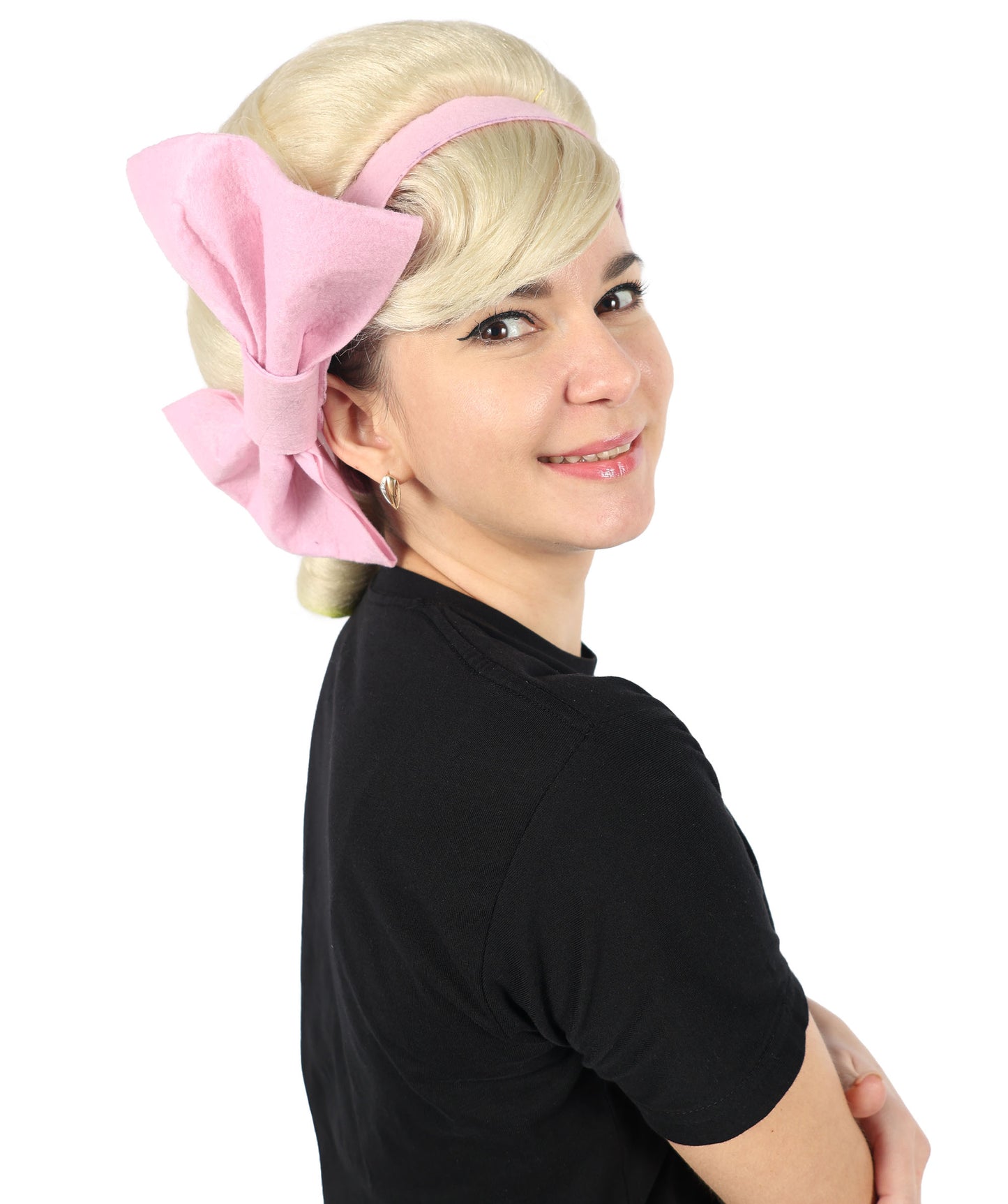 HPO Women's Classic 1950s Blonde Roleplay Wig | Flame-resistant Synthetic Fiber with Capless Cap| Ideal for party, Halloween, cosplay, theater, drag, performance, costume events