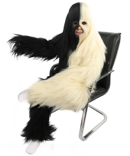 HPO Teen Extreme Hairy Person Two Part Costume, Mask and Bundle Set - Full-Body Hair Suit Extra-Long Costume Wig for Halloween, Cosplay & Parties - Multiple Color Options
