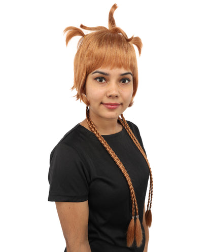 HPO Adult Women's Animal Ear Braided Wig | Multiple Color Options | Synthetic fiber, short bob with sculpted ears and long micro-braids, breathable base | Party, Halloween, theater, drag, performance, costume events