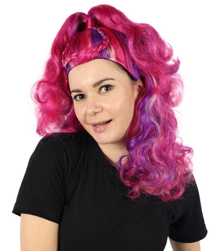 HPO Women's Kween Kong Drag Rainbow Wig | Voluminous purple  18-inch Long curly style | Ideal for party, Halloween, cosplay, theater, drag, performance, costume events