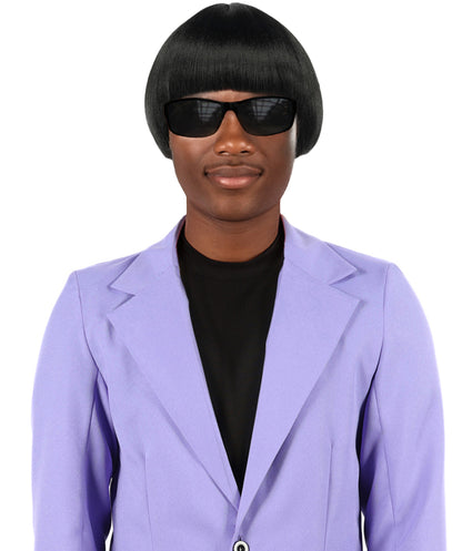 Adult Men’s Earfquake-Inspired Retro Blue Suit Costume & Multiple Bob Wig Bundle | Included sunglass | Bold Retro Look for Cosplay & Costume Events
