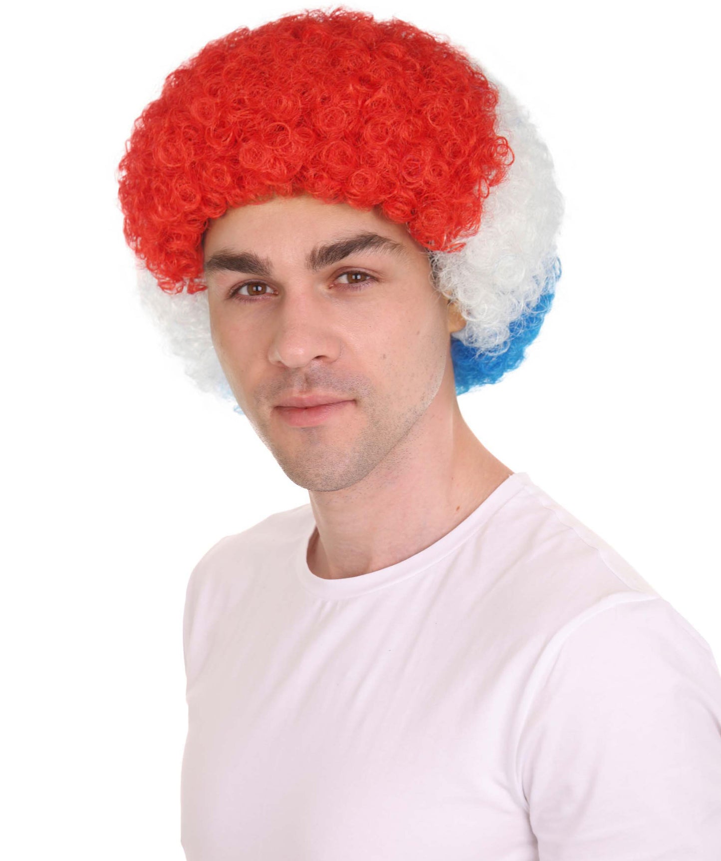 Holland Sport Afro Fun Wig | Red Blue White Jumbo Wig