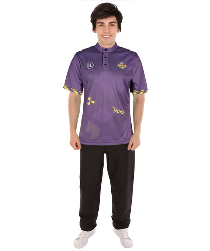 HPO Adult LL Instant Kit T-Shirt & LL Wig Combo Blue and Brown | Costume Kit for Cosplay Stage, Tournaments & Halloween | Comfortable Synthetic Materials