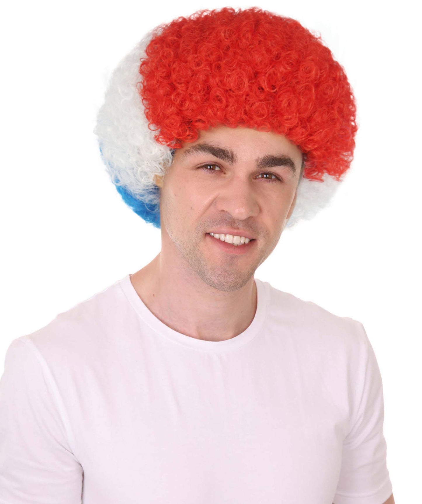 Holland Sport Afro Fun Wig | Red Blue White Jumbo Wig