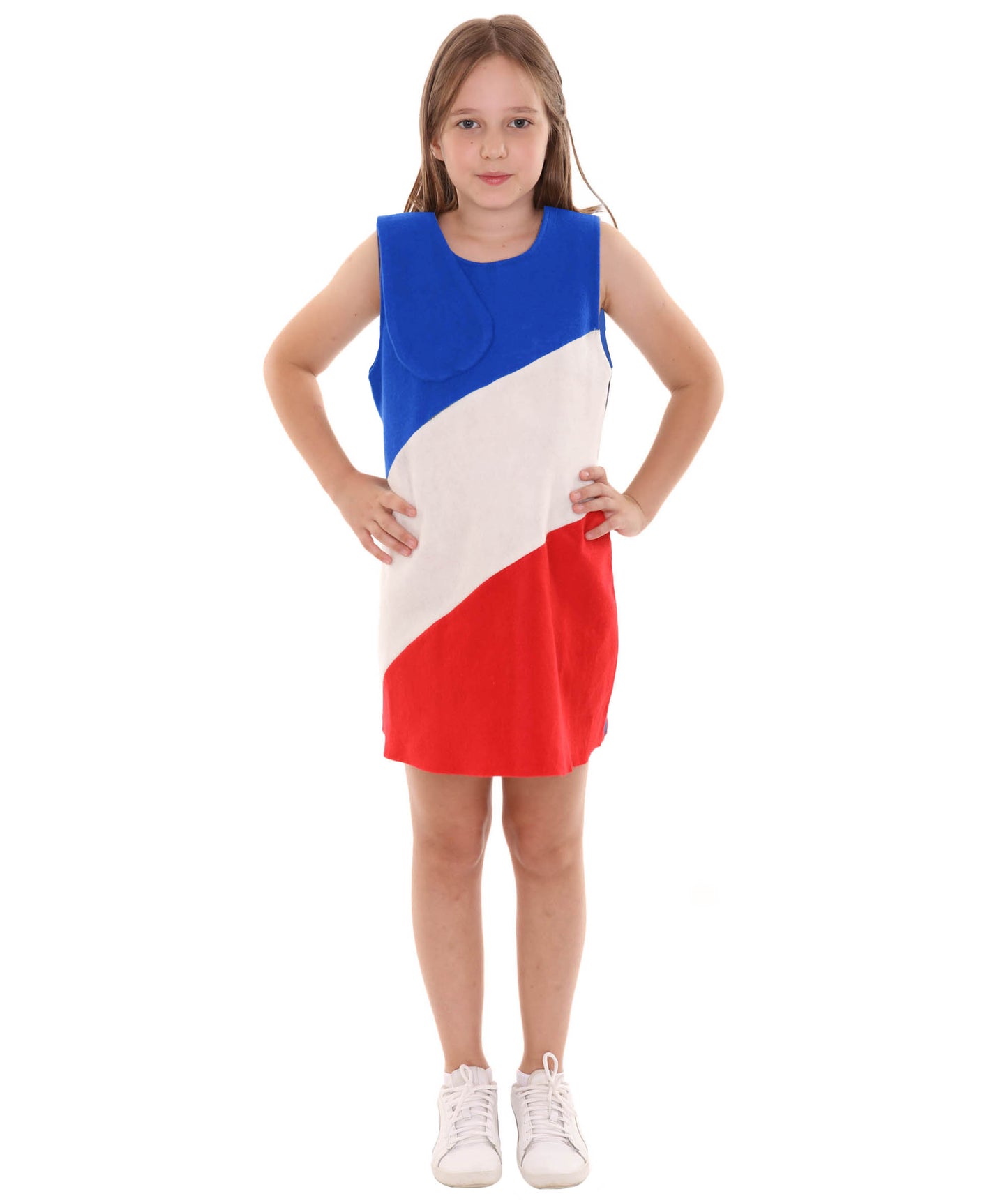 Child's Girl Patriotic Celebratory French Flag Troll Dress Costume | Tricolor Fancy