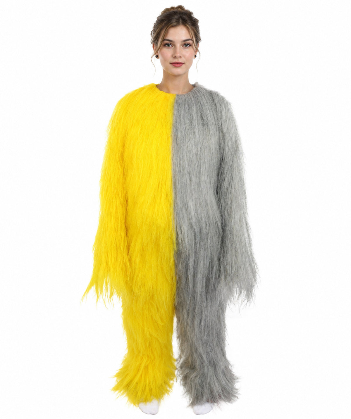 HPO Teen Extreme Hairy Person Two Part Costume, Mask and Bundle Set - Full-Body Hair Suit Extra-Long Costume Wig for Halloween, Cosplay & Parties - Multiple Color Options