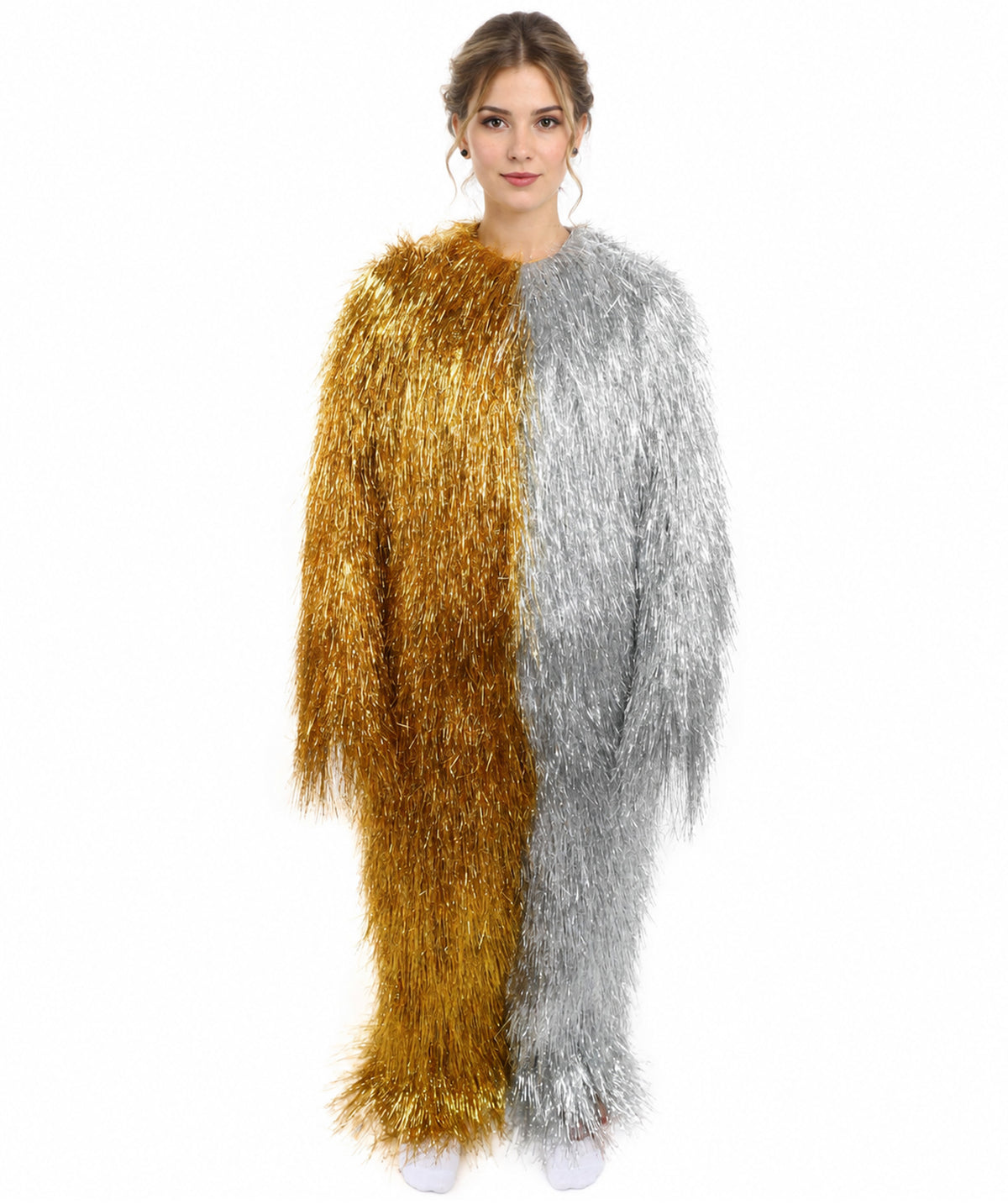 HPO Teen Extreme Hairy Two Part Costume Bundle & Mask Set - Full-Body Hair Suit Extra-Long Costume Wig for Halloween, Cosplay & Parties - Multiple Color Options