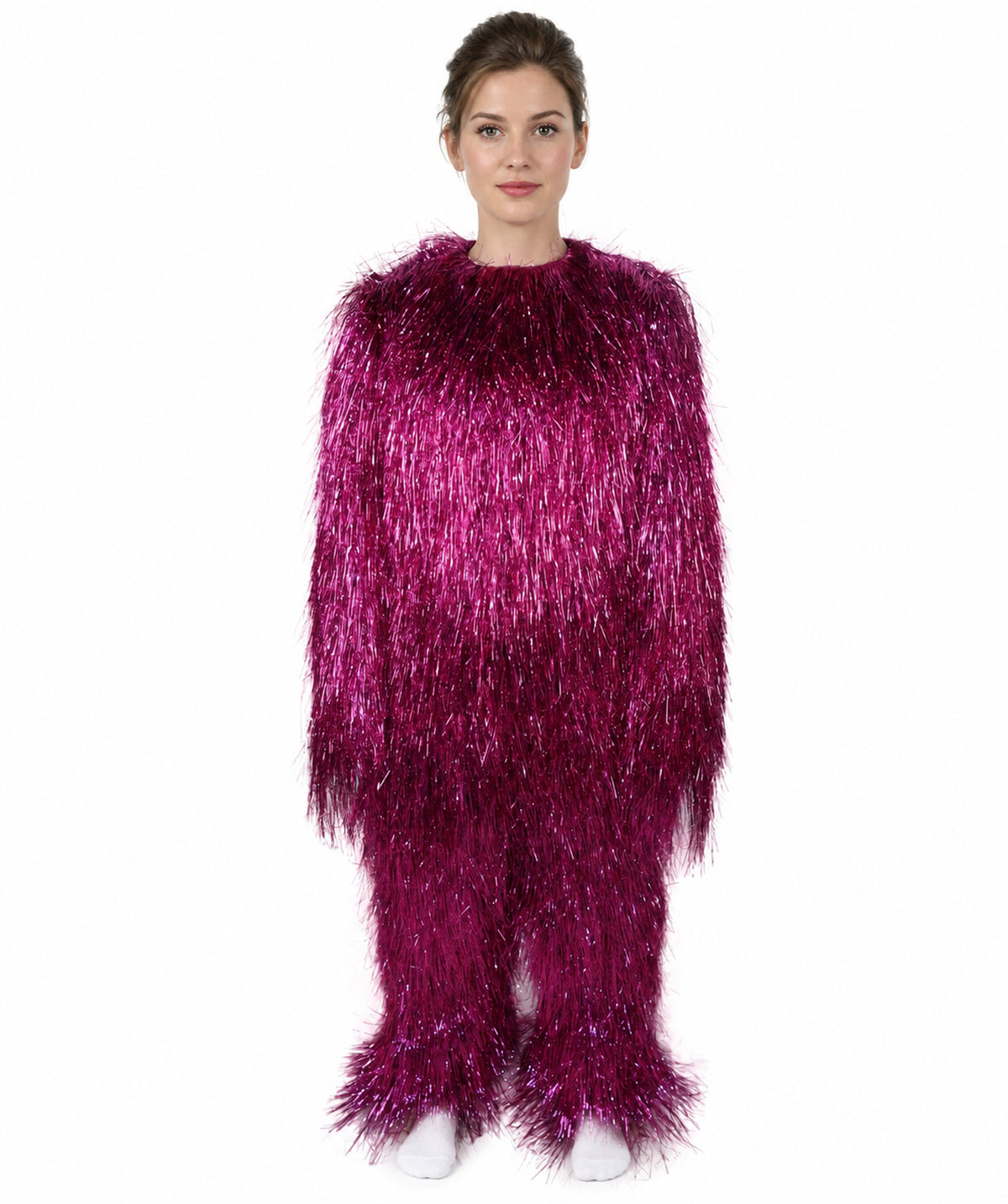 HPO Unisex Teen Extreme Tinsel Hairy Person Costume Bundle & Mask Set - Full-Body Tinsel Hair Suit Extra-Long Costume Wig for Halloween, Cosplay & Parties - Multiple Color Options