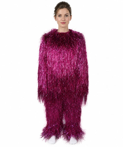 HPO Unisex Teen Extreme Tinsel Hairy Person Costume Bundle & Mask Set - Full-Body Tinsel Hair Suit Extra-Long Costume Wig for Halloween, Cosplay & Parties - Multiple Color Options