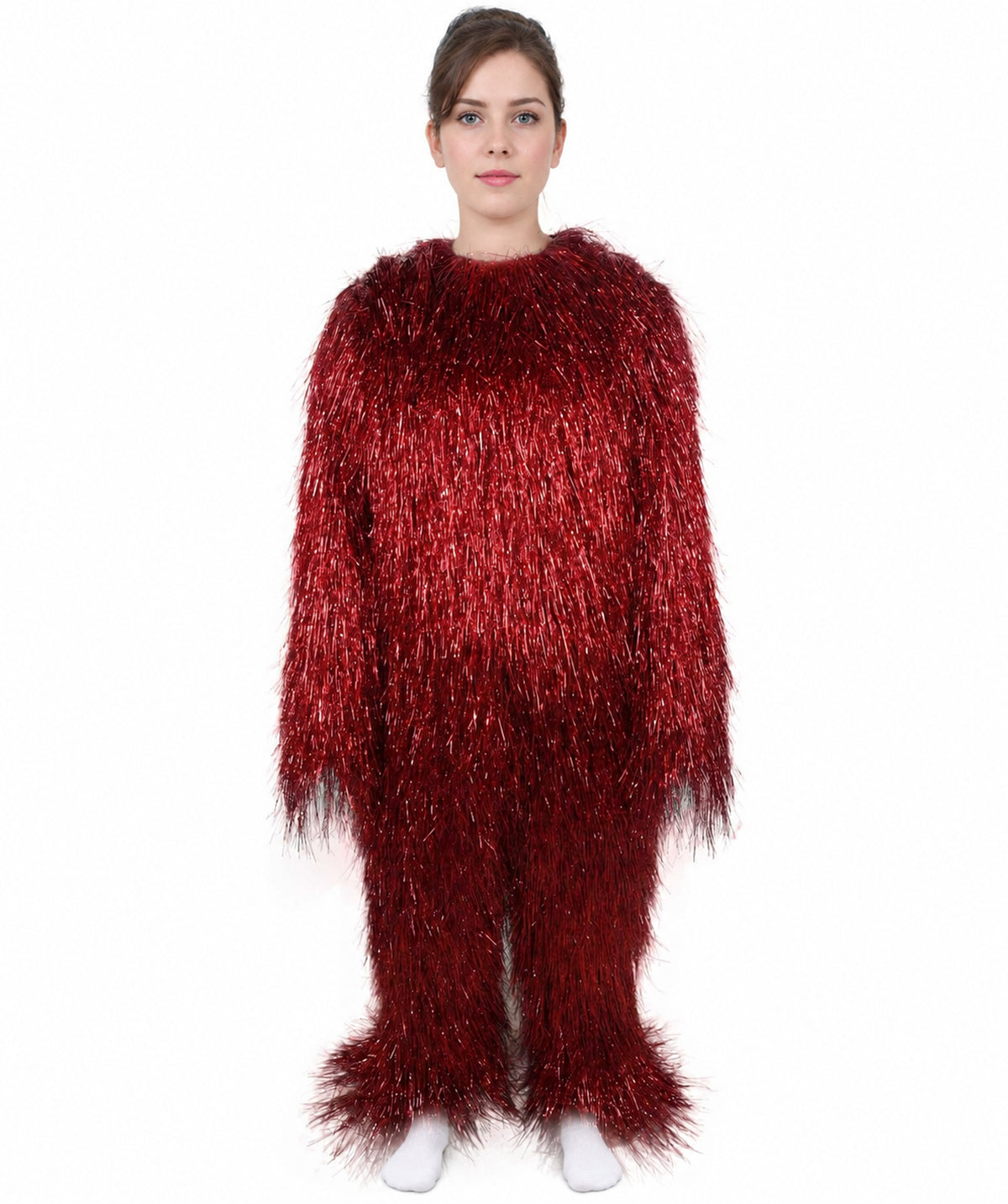 HPO Unisex Teen Extreme Tinsel Hairy Person Costume Bundle & Mask Set - Full-Body Tinsel Hair Suit Extra-Long Costume Wig for Halloween, Cosplay & Parties - Multiple Color Options