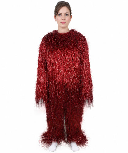 HPO Unisex Teen Extreme Tinsel Hairy Person Costume Bundle & Mask Set - Full-Body Tinsel Hair Suit Extra-Long Costume Wig for Halloween, Cosplay & Parties - Multiple Color Options