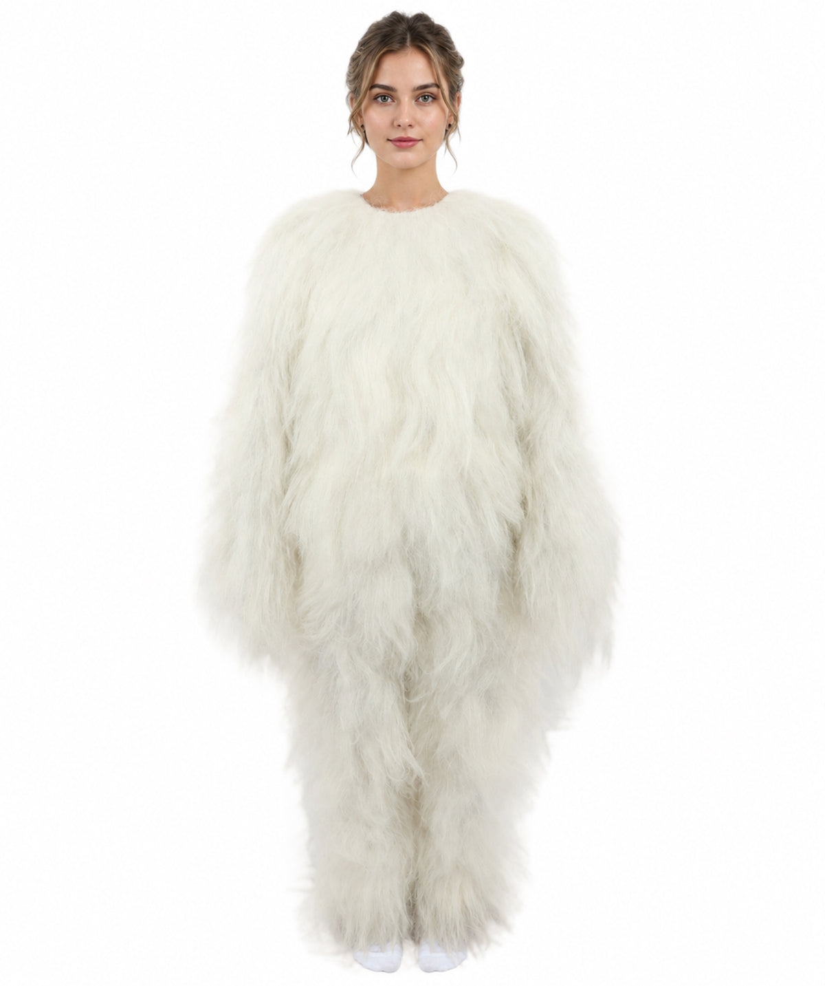 HPO Teen Extreme Hairy Person Costume Bundle & Mask Set - Full-Body Hair Suit Extra-Long Costume Wig for Halloween, Cosplay & Parties - Multiple Color Options
