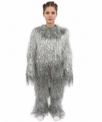 HPO Unisex Teen Extreme Tinsel Hairy Person Costume Bundle & Mask Set - Full-Body Tinsel Hair Suit Extra-Long Costume Wig for Halloween, Cosplay & Parties - Multiple Color Options