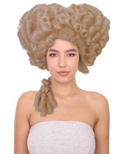 HPO Women's Colonial hairstyle Curly Grey Wig I  Premium Breathable Capless Cap Design I  Multiple Color Options I Flame-retardant Synthetic Fiber