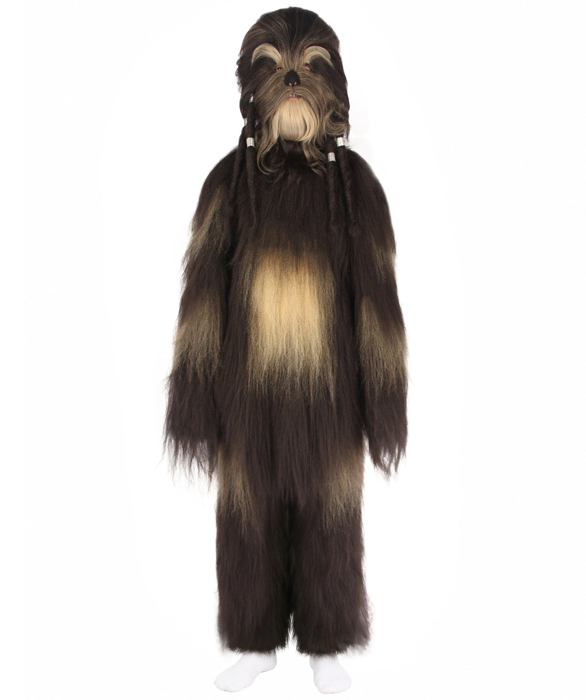 Unisex Long Hairy Elder Warrior Ape Military Leader Resistance Fighter Costume with Wig & Mask