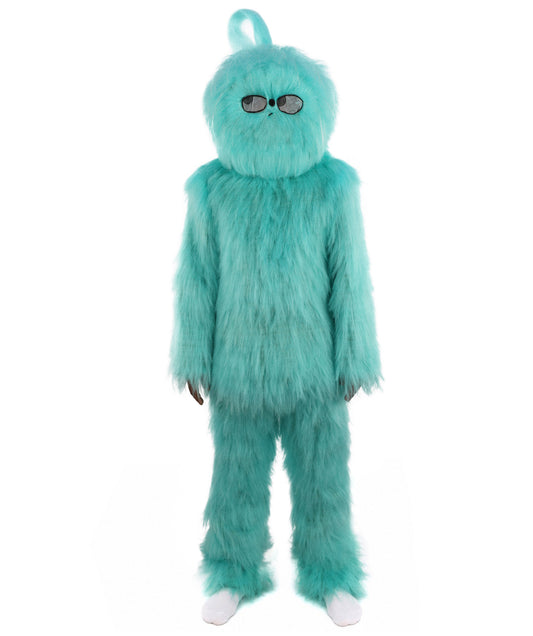 HPO Unisex Blue Furry Monster Costume, Mask and Bundle Set | Full Body Fur Costume with Matching Mask | Soft Plush Halloween Cosplay Outfit for Parties, Mascots & Performers