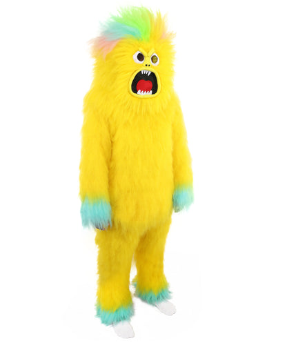 HPO Adult 74 Inch Full Animal Monster Bundle Costume & Mask Set – Yellow & Blue Furry Outfit with Screaming Head Mask | Ideal for Mascot Shows, Theater & Party Characters