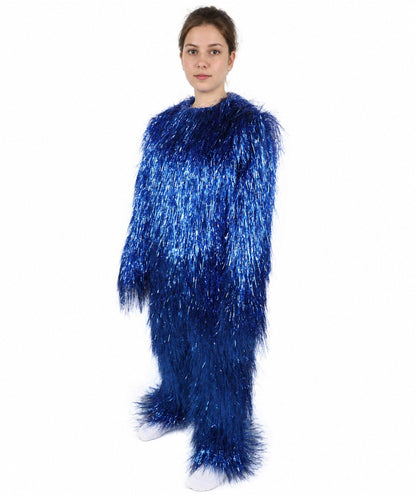 HPO Unisex Teen Extreme Tinsel Hairy Person Costume Bundle & Mask Set - Full-Body Tinsel Hair Suit Extra-Long Costume Wig for Halloween, Cosplay & Parties - Multiple Color Options