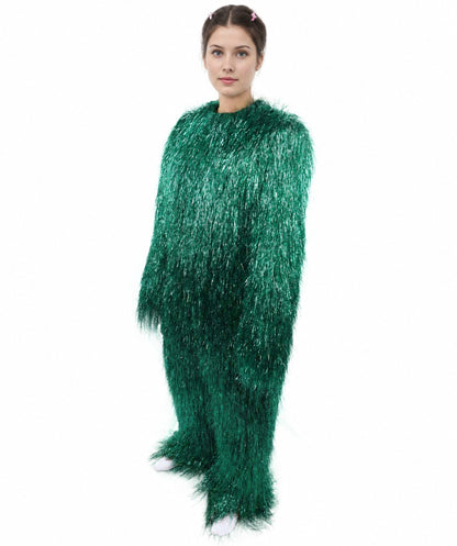 HPO Unisex Teen Extreme Tinsel Hairy Person Costume Bundle & Mask Set - Full-Body Tinsel Hair Suit Extra-Long Costume Wig for Halloween, Cosplay & Parties - Multiple Color Options