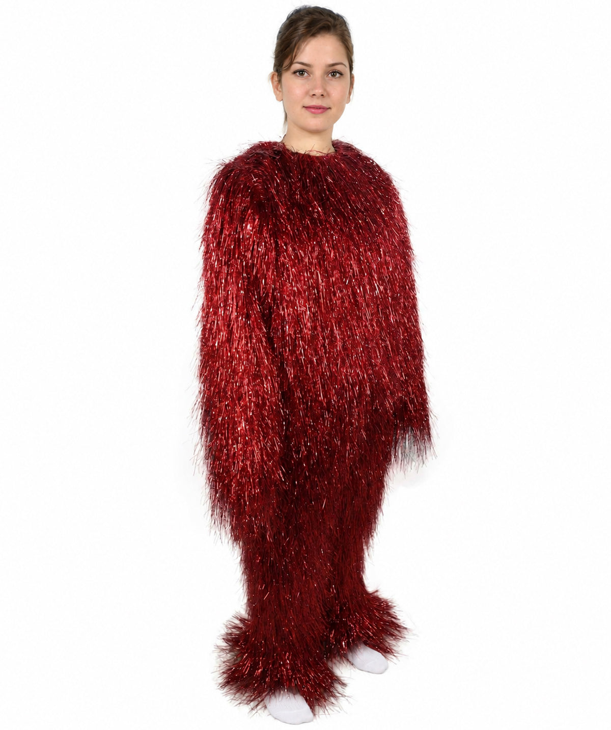 HPO Unisex Teen Extreme Tinsel Hairy Person Costume Bundle & Mask Set - Full-Body Tinsel Hair Suit Extra-Long Costume Wig for Halloween, Cosplay & Parties - Multiple Color Options