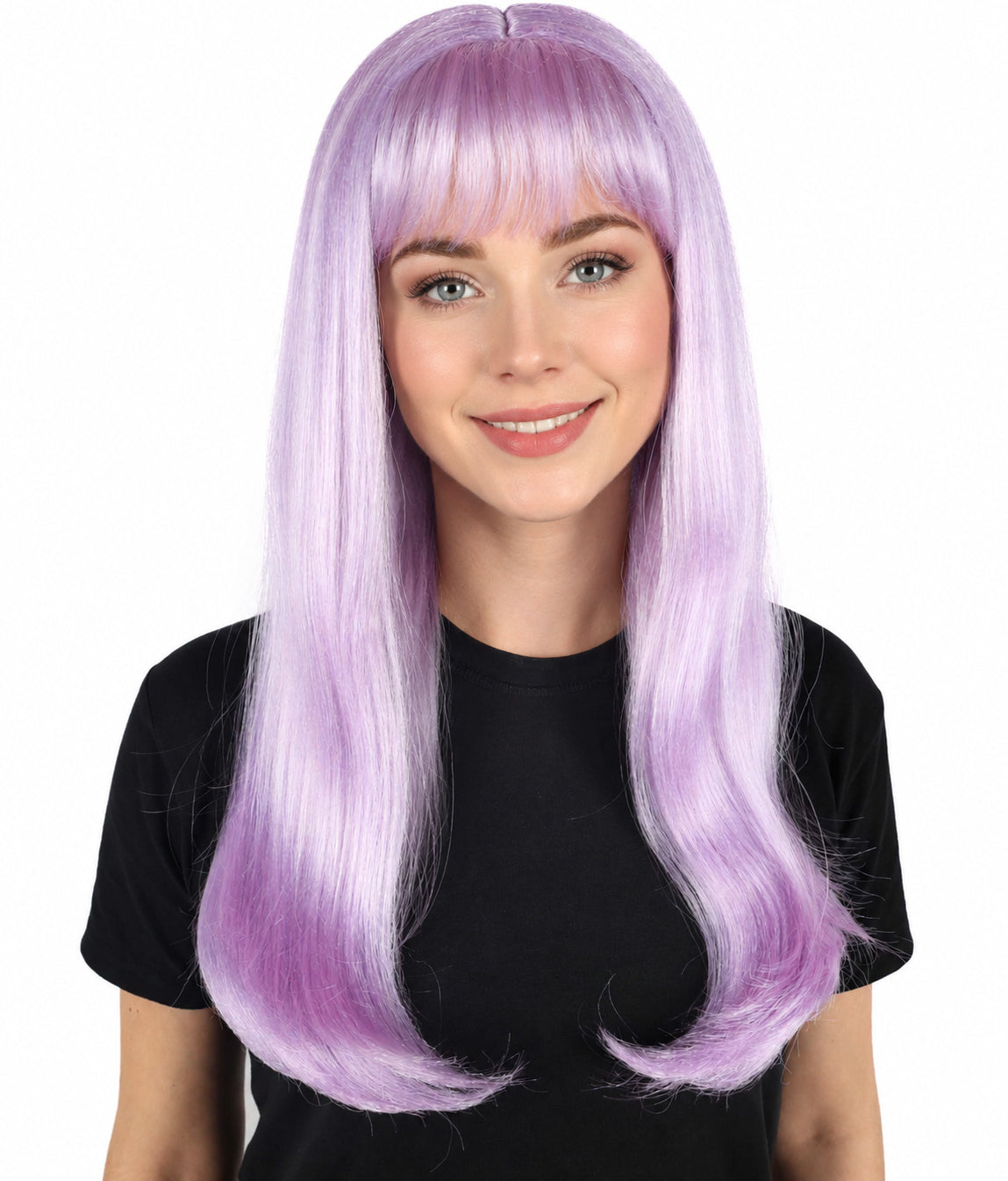 HPO Women's Mysterious Straight Blonde Wig Long with Fringe and Skin Parting| Halloween and Party Wig | Flame-retardant Synthetic Fiber