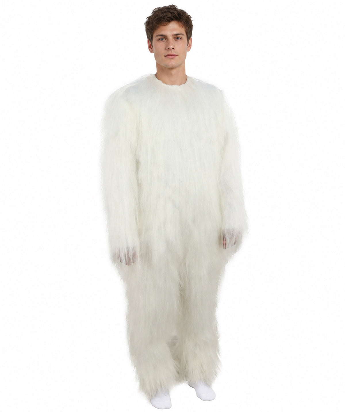 HPO Unisex Extreme Hairy Person Costume, Mask and Bundle - Full-Body Hair Suit Extra-Long Ash Brown Costume Wig for Halloween, Cosplay & Parties