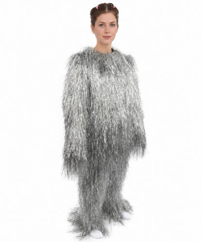 HPO Unisex Teen Extreme Tinsel Hairy Person Costume Bundle & Mask Set - Full-Body Tinsel Hair Suit Extra-Long Costume Wig for Halloween, Cosplay & Parties - Multiple Color Options