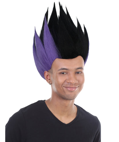 Anime Spike Wig |  Black & Purple Spike TV/Movie Wigs | Premium Breathable Capless Cap