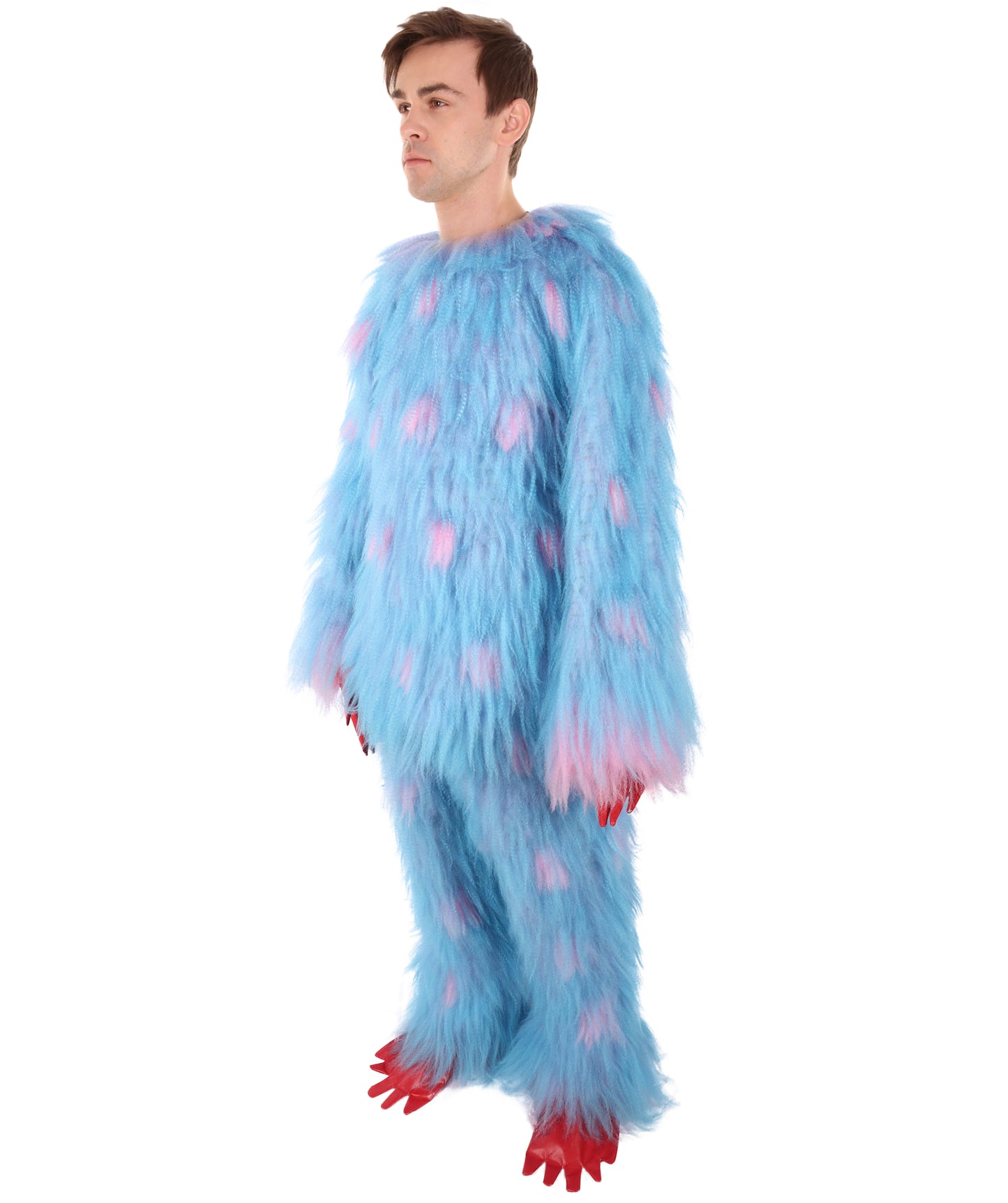 HPO Unisex Adorable Furry Multicolor Monster Costume Set with Head Mask & Bundle| Perfect for Halloween| Synthetic Fabric