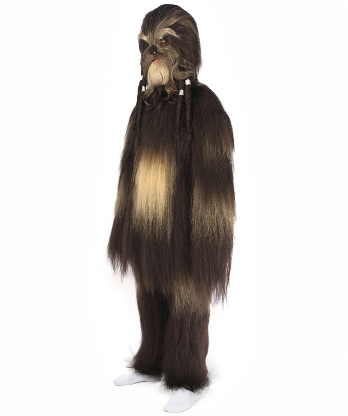 Unisex Long Hairy Elder Warrior Ape Military Leader Resistance Fighter Costume with Wig & Mask