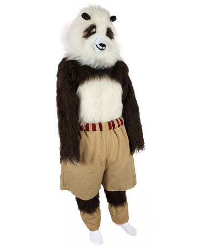 HPO Adult Furry Animated Character Multiple Panda Costume, Bundle & Mask Perfect for Halloween, Flame-retardant Synthetic Fabric