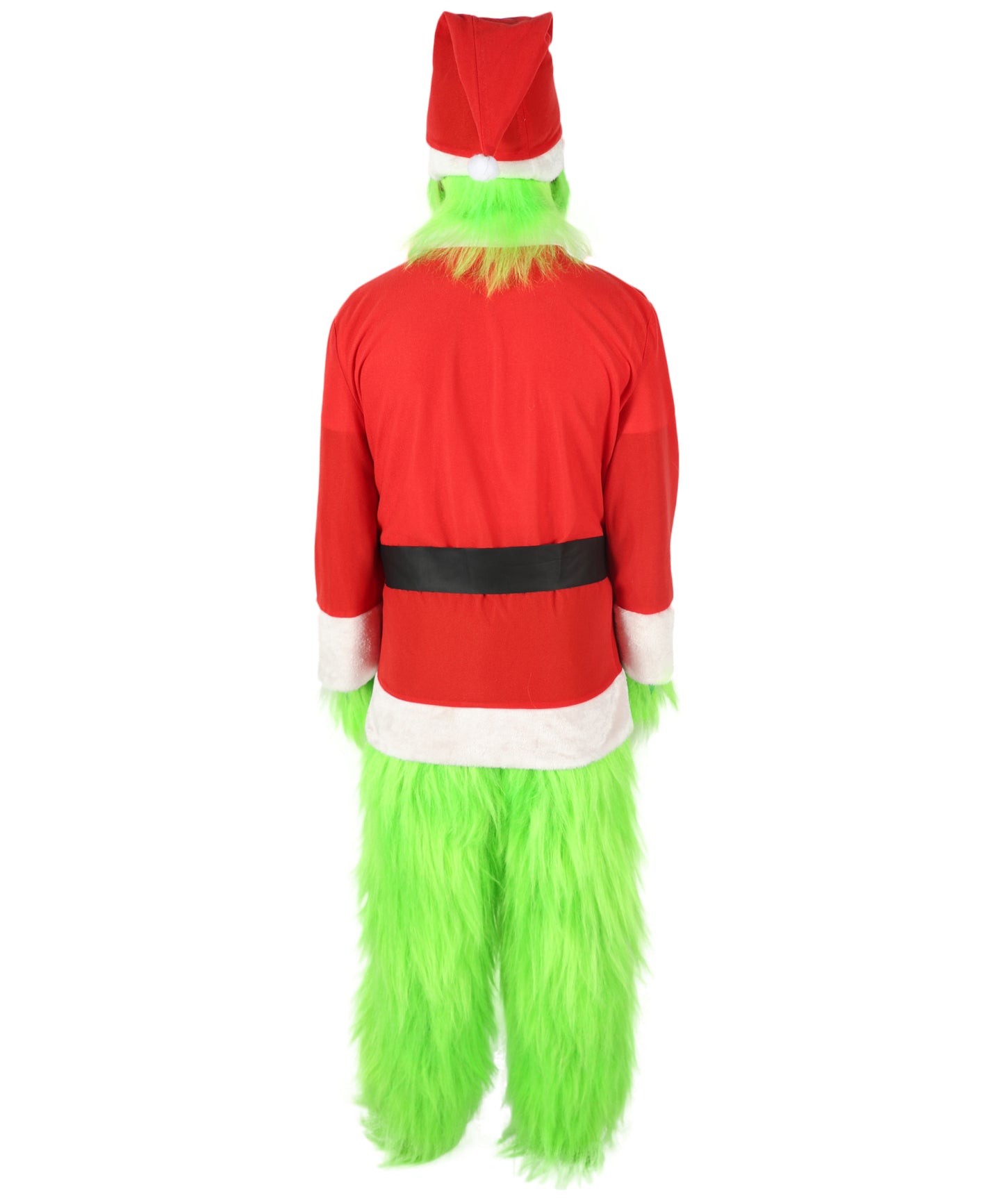 HPO Men’s Festive Furry Creature Green Thief Christmas Costume Set with all accessories | Cosplay Hat and Beard | Flame-retardant Synthetic Fiber